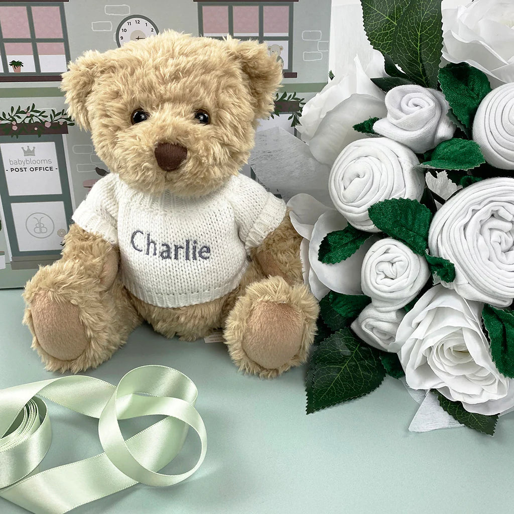 Personalized Bear & Luxury Bouquet Baby Layette Set
