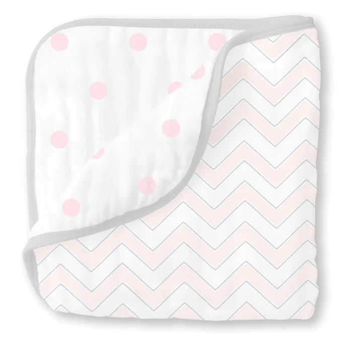 Muslin Luxe Blanket - Chevron Pastel Pink (BGB-0020)