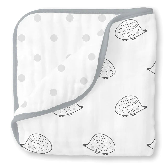 Muslin Baby Luxe Blanket - Hedgehog Soft Black
