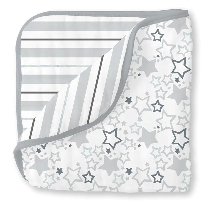 Muslin Luxe Blanket - Starshine Stripes Shimmer Sterling