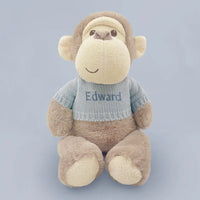 Personalized Plush Monkey with Pajamas (Blue, Pink or Red)