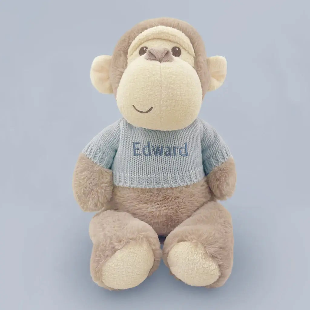 Personalized Plush Monkey with Pajamas (Blue, Pink or Red)