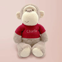 Personalized Plush Monkey with Pajamas (Blue, Pink or Red)