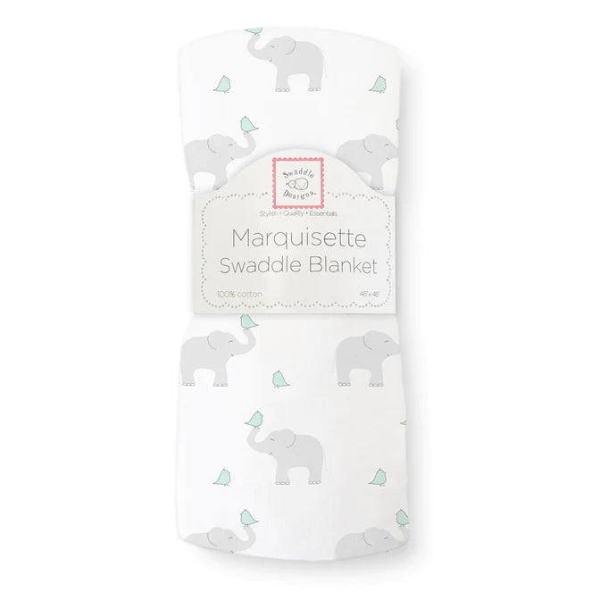 Marquisette Swaddle Blanket - Elephants