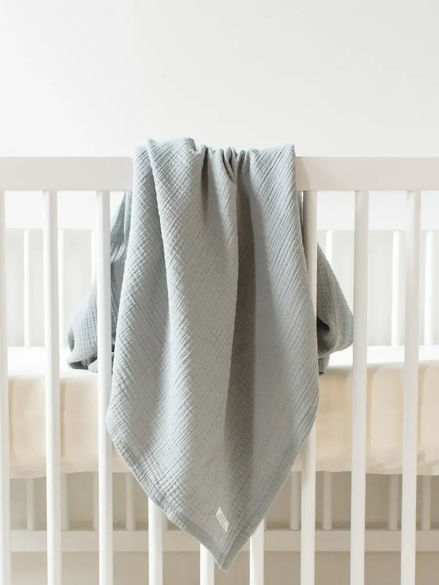 Organic Baby Swaddle Blanket | Mist Blue