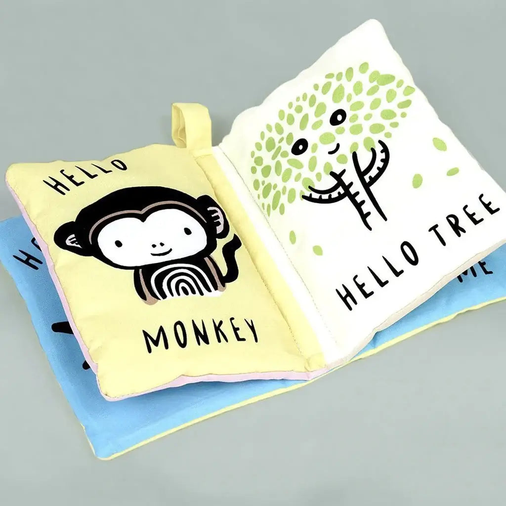 Personalized Monkey Toy W/ Soft Book & Blanket Wrap - Pink