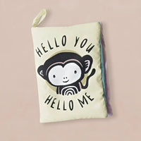 Personalized Monkey Toy W/ Soft Book & Blanket Wrap - Pink