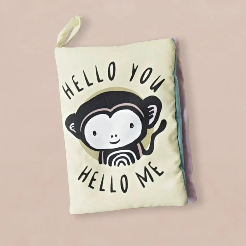 Personalized Monkey Toy W/ Soft Book & Blanket Wrap - Pink