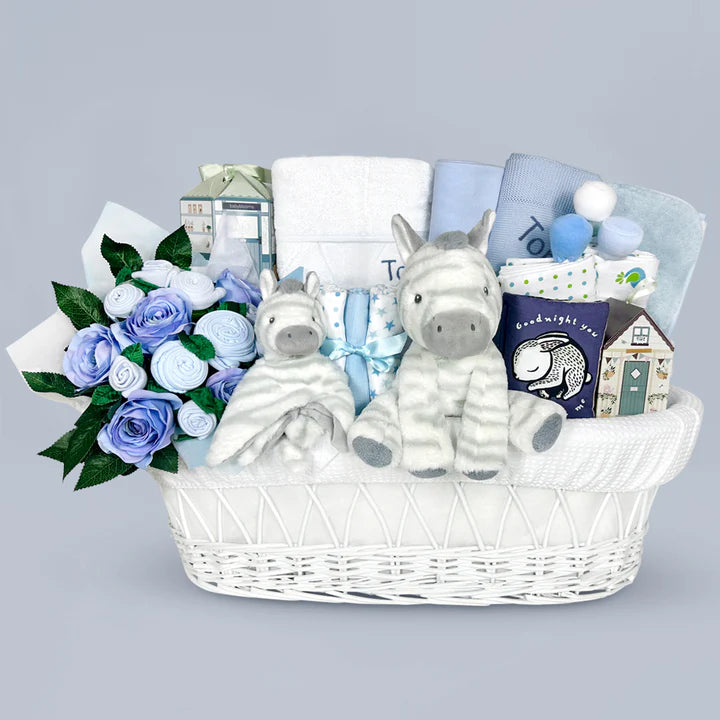 Moses Baby Gift Basket - Blue