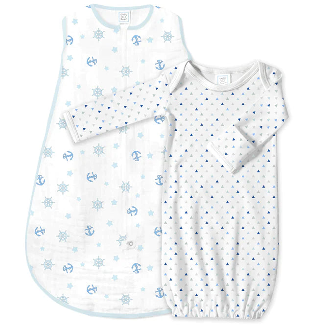 Muslin Non-Weighted zzZipMe Gown & Sack Set - Butterflies (BGB-0042)