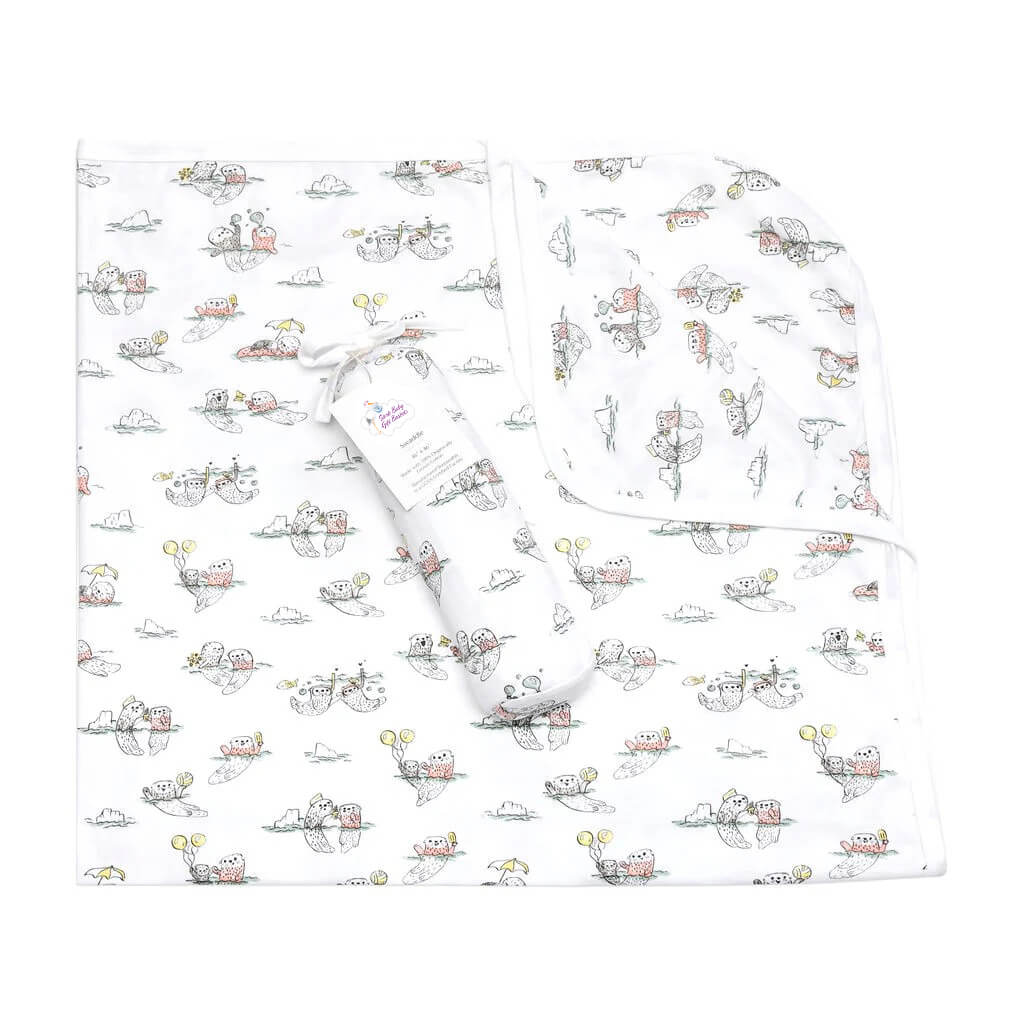 Otterly Snuggled | Whimsical Otter Swaddle Blanket