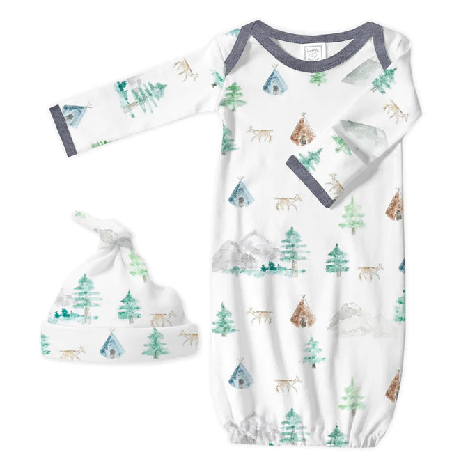 Pajama Gown Newborn Set (Mountains & Trees)