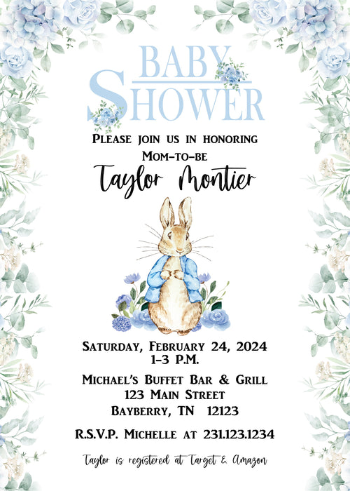 Peter Rabbit Baby Shower Invitation