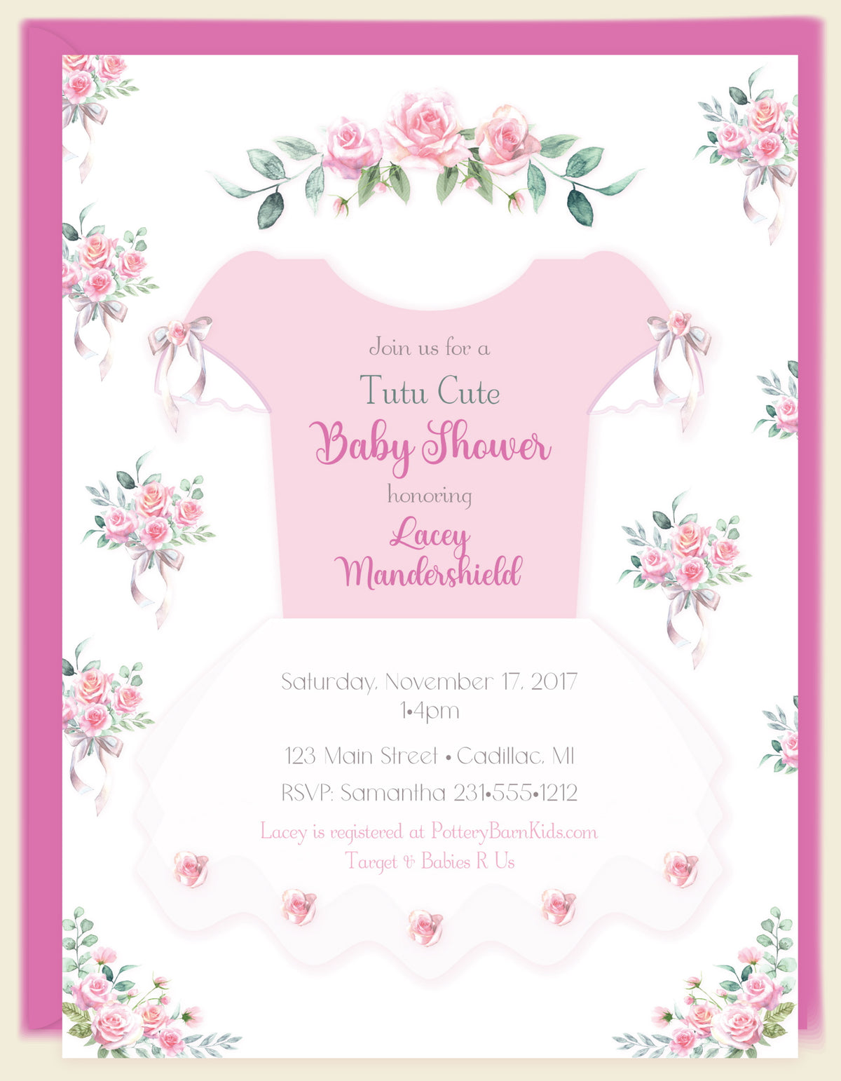 Pink-Tutu Baby Shower Invitation