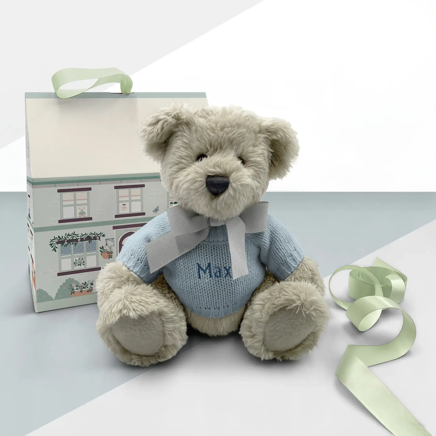 Personalized Knit Sweater Teddy Bear - Blue