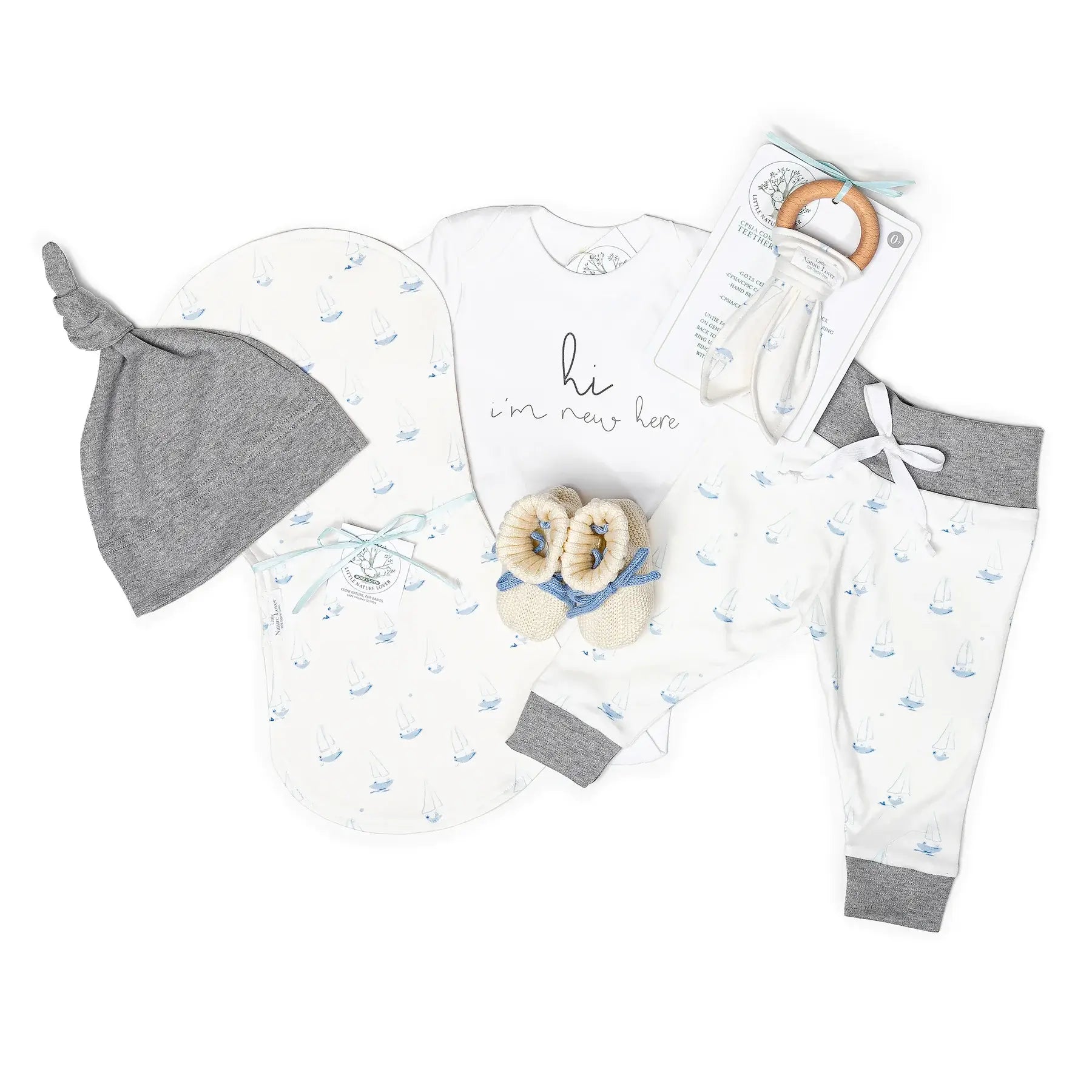 Ship Ahoy!  It's A Boy!  Organic Baby Basket