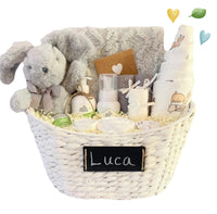Snuggles & Cuddles Organic & Natural Gender Neutral Baby Gift Basket – Personalized