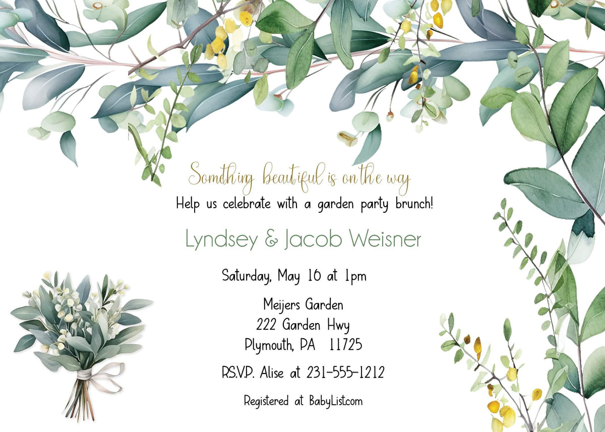 Personalized baby shower invitation with a soft floral design, perfect for boho, couples, or gender-neutral baby showers