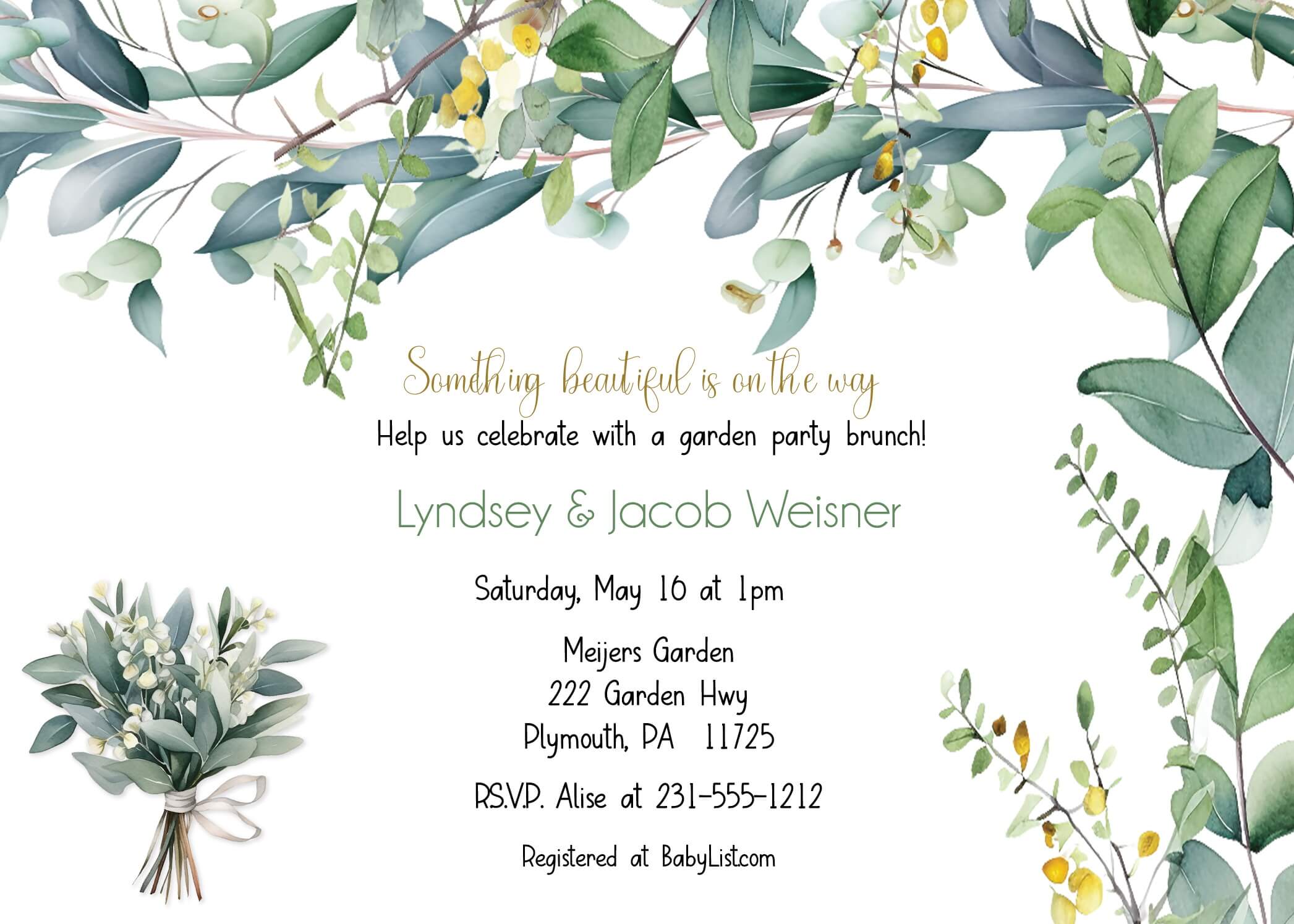 Personalized baby shower invitation with a soft floral design, perfect for boho, couples, or gender-neutral baby showers
