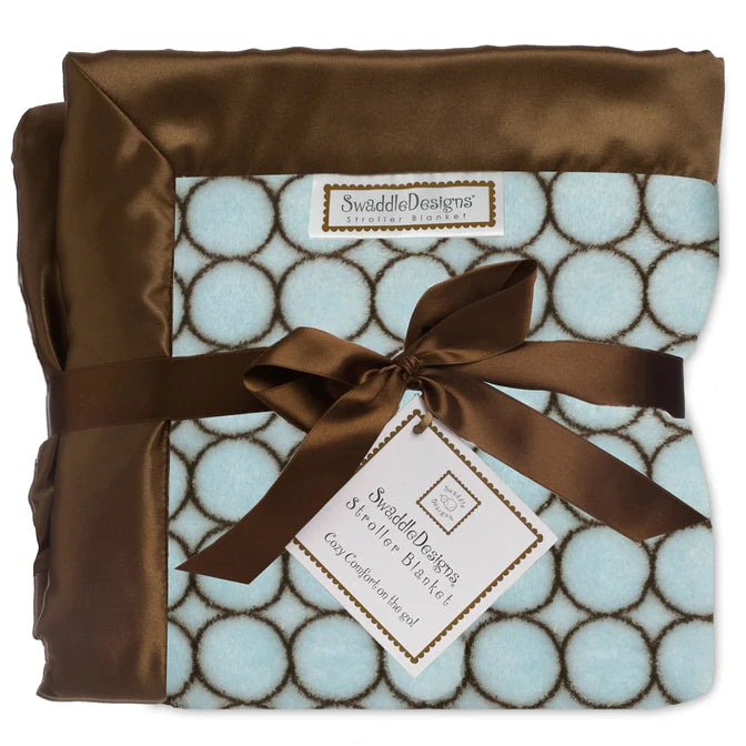 Stroller Blanket - Brown Mod Circles, Pastel Blue (BGB-0045)