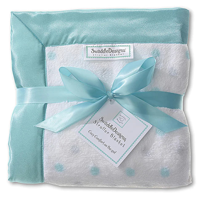 Stroller Baby Blanket - Pastel Sterling Turquoise Dots - SKU: SD-0044