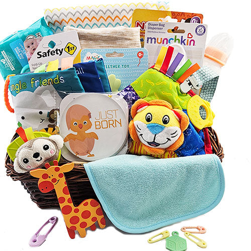 Super Essentials Gift Basket For Baby Stork Baby Gift