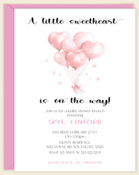 Sweetheart Balloons Baby Shower Invitation