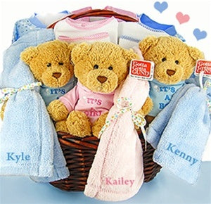 Bear & Bouquet Baby Gift Basket - SKU:  LBG1010