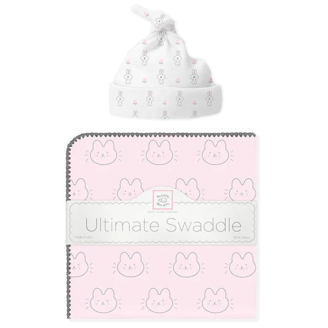 Ultimate Swaddle and Hat New Baby Gift Set - Bunnie