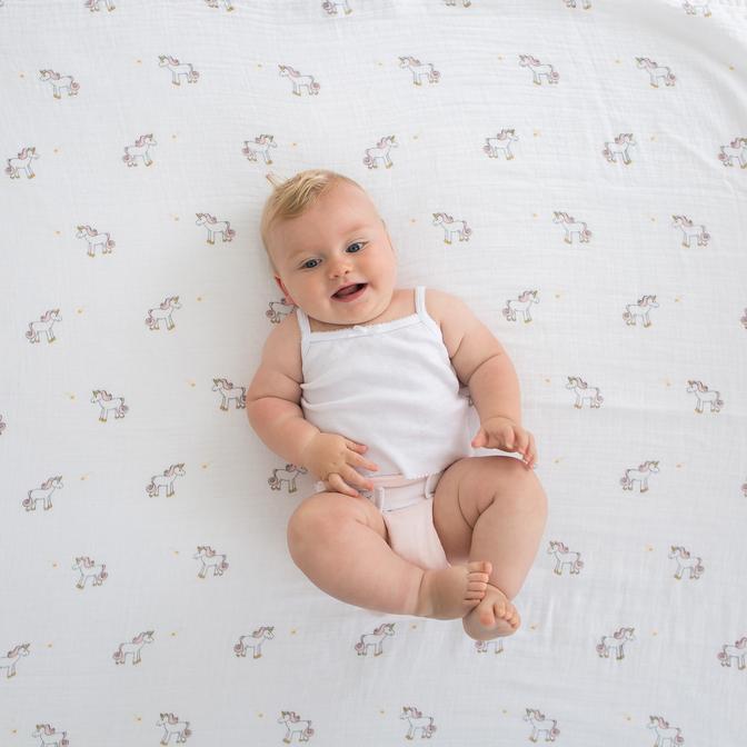 Swaddle Me Muslin Wrap & Unicorn Baby Blanket Set - SKU: BGB-0010