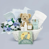 Welcome To The World Luxury Baby Boy Basket