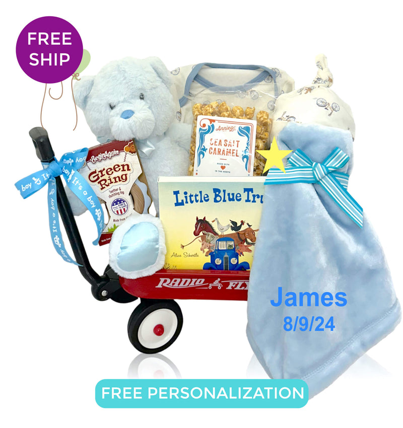 Welcome Baby Boy Gift Wagon