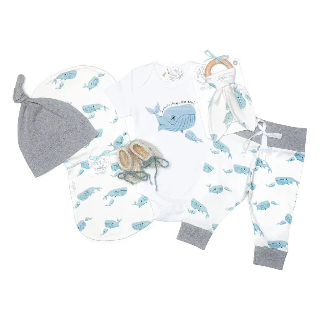 Whale Tale Newborn Welcome - Personalized Organic Baby Boy Basket