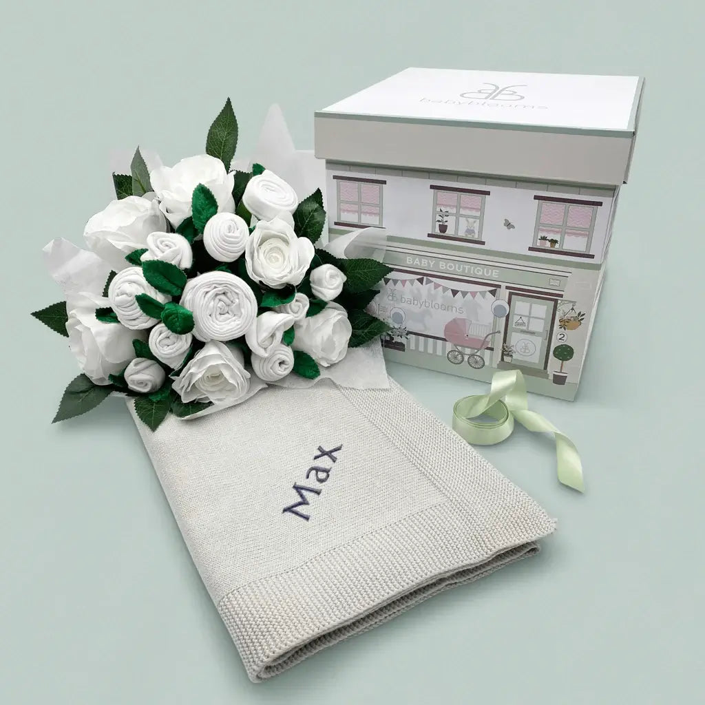 Knitted Blanket & Bouquet Baby Gift Set