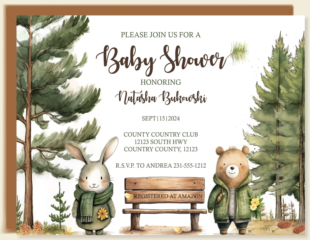 Woodland Fall Friends Baby Shower Invitation