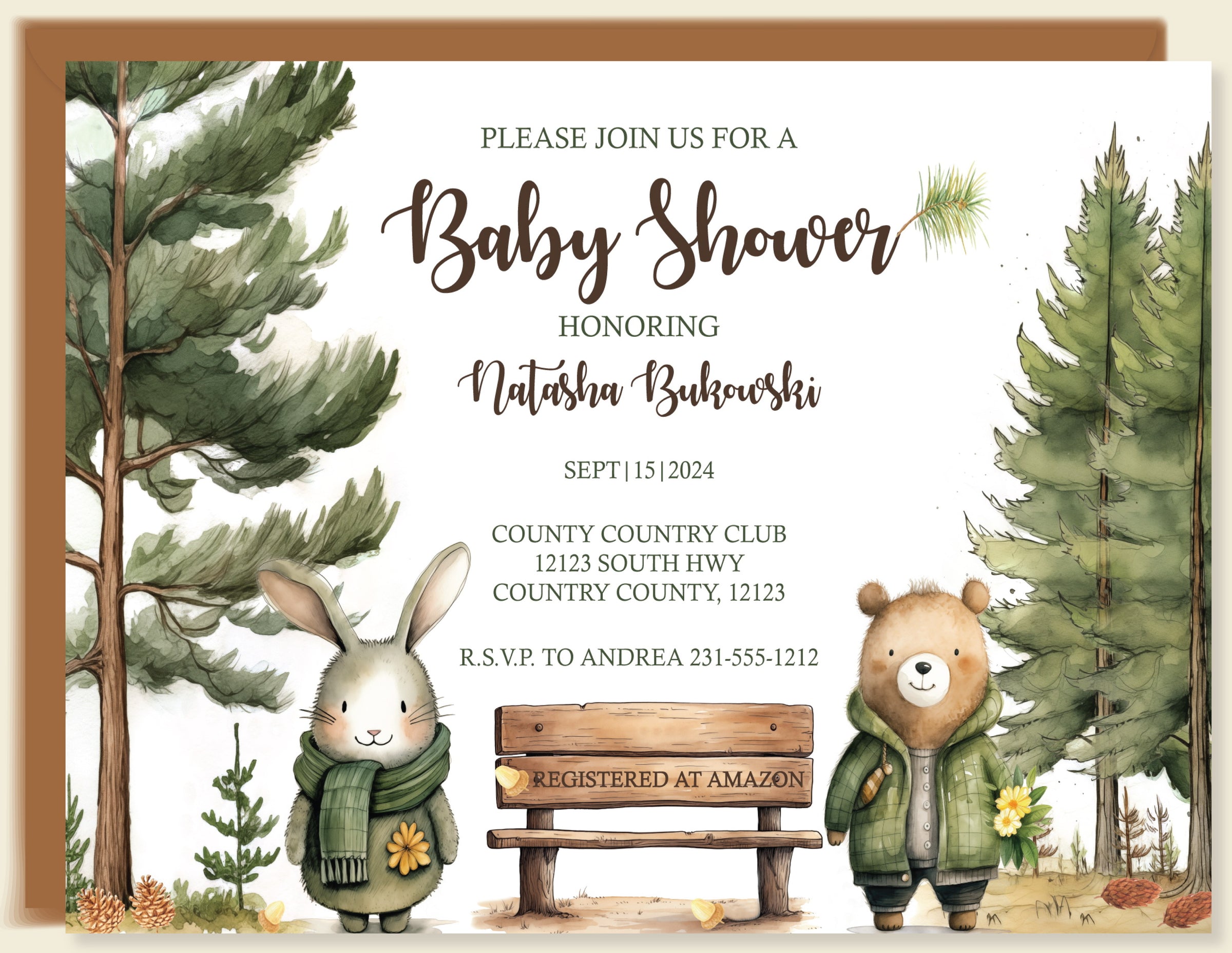 Woodland Fall Friends Baby Shower Invitation