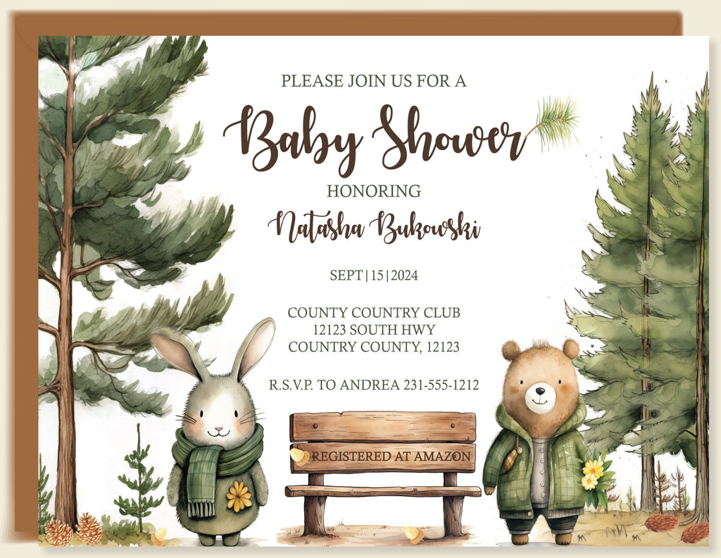 Woodland Fall Friends Baby Shower Invitation
