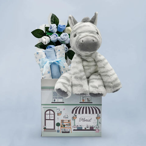 Bear & Bouquet Baby Gift Basket - SKU:  LBG1012