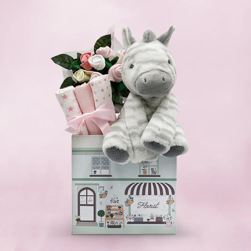 Zebra Baby Girl Welcome Gift Box