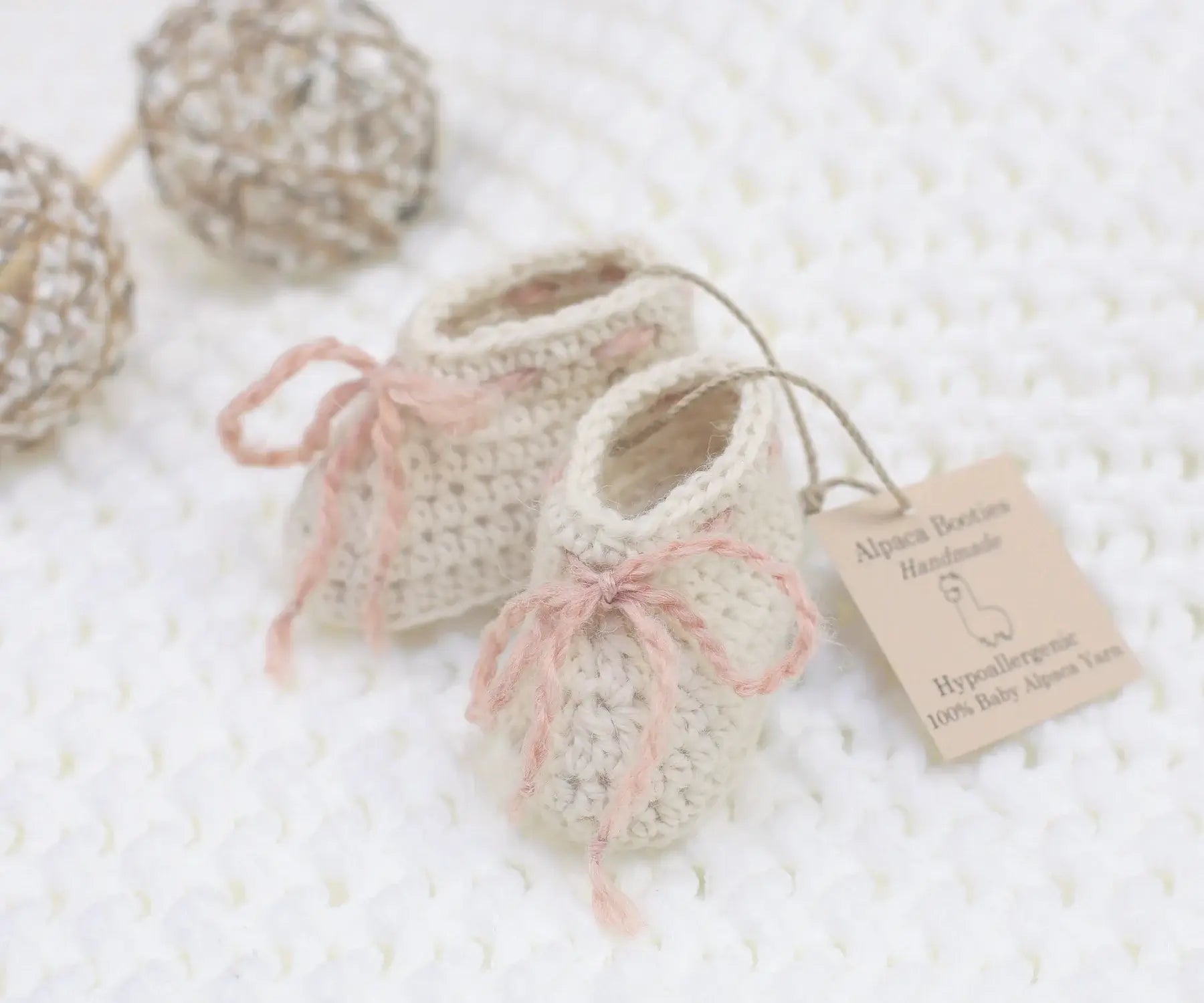 The Alpaca Lullaby Newborn Cap & Bootie Set | Baby Girl