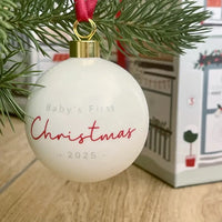 Baby's First Christmas Ornament | Bone China Keepsake | Teddy Bear Skating