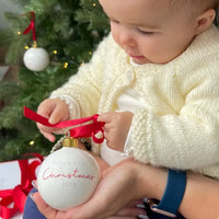 Baby's First Christmas Ornament | Bone China Keepsake | Teddy Bear Skating