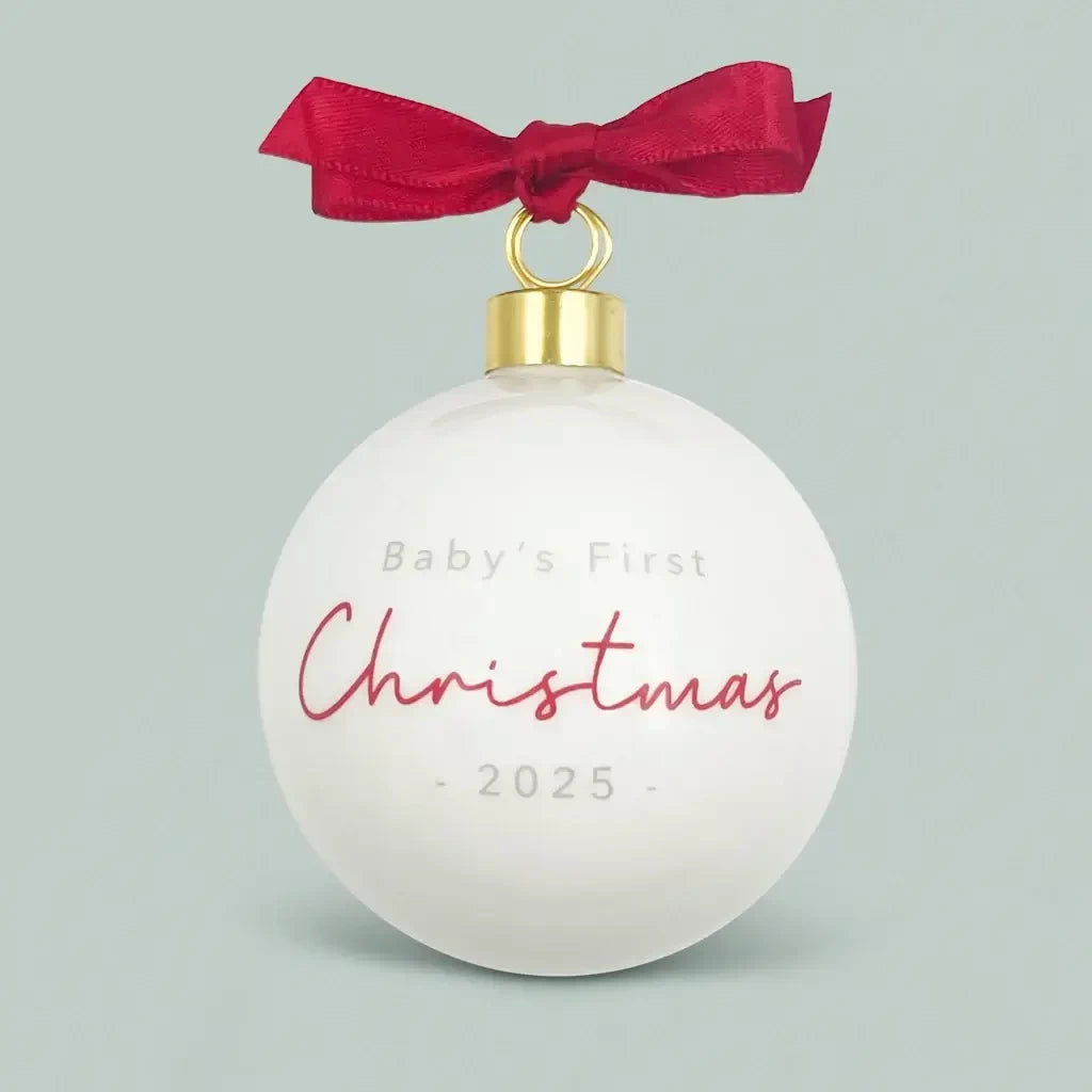 Baby's First Christmas Ornament | Bone China Keepsake | Teddy Bear Skating