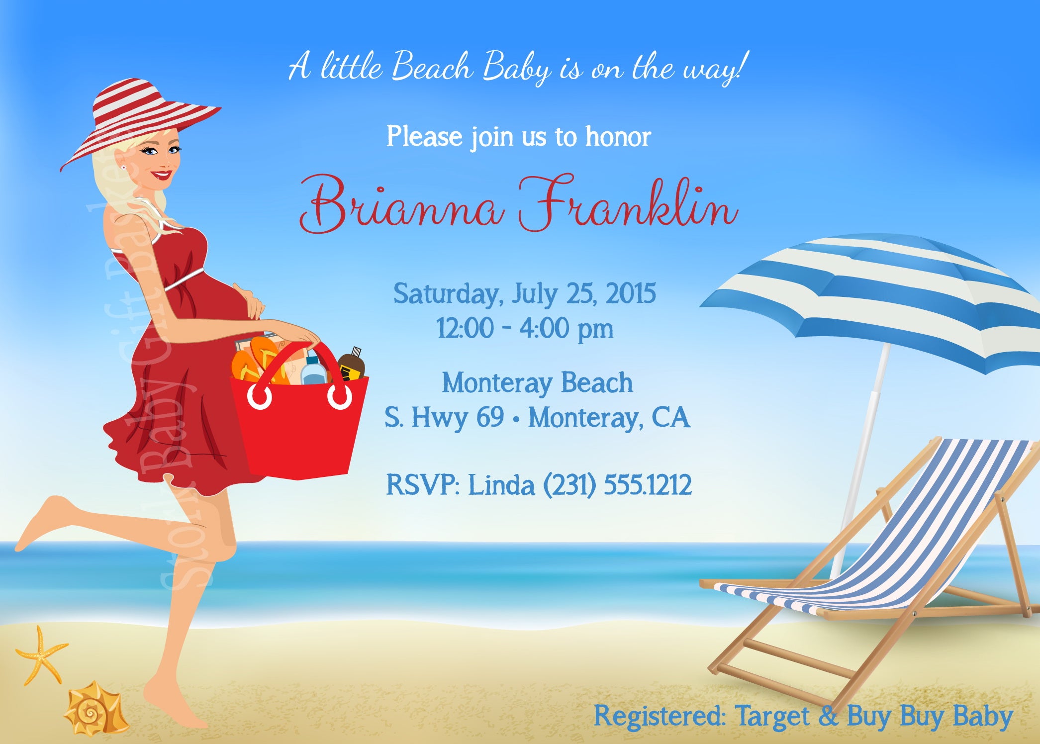 Beach Mama Baby Shower Invitation