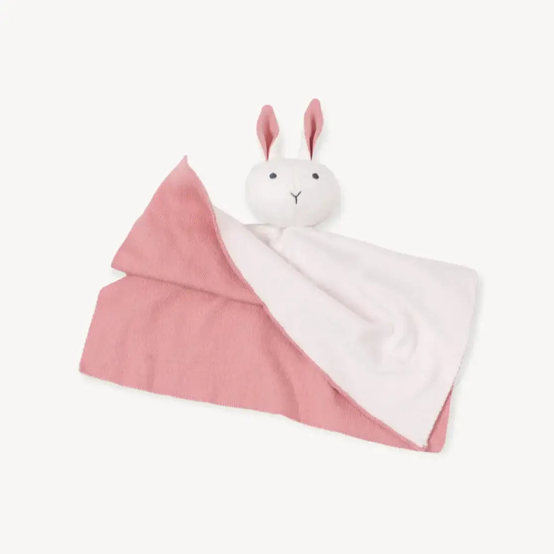 Cottontail Bunny organic cotton lovey, folded layout.