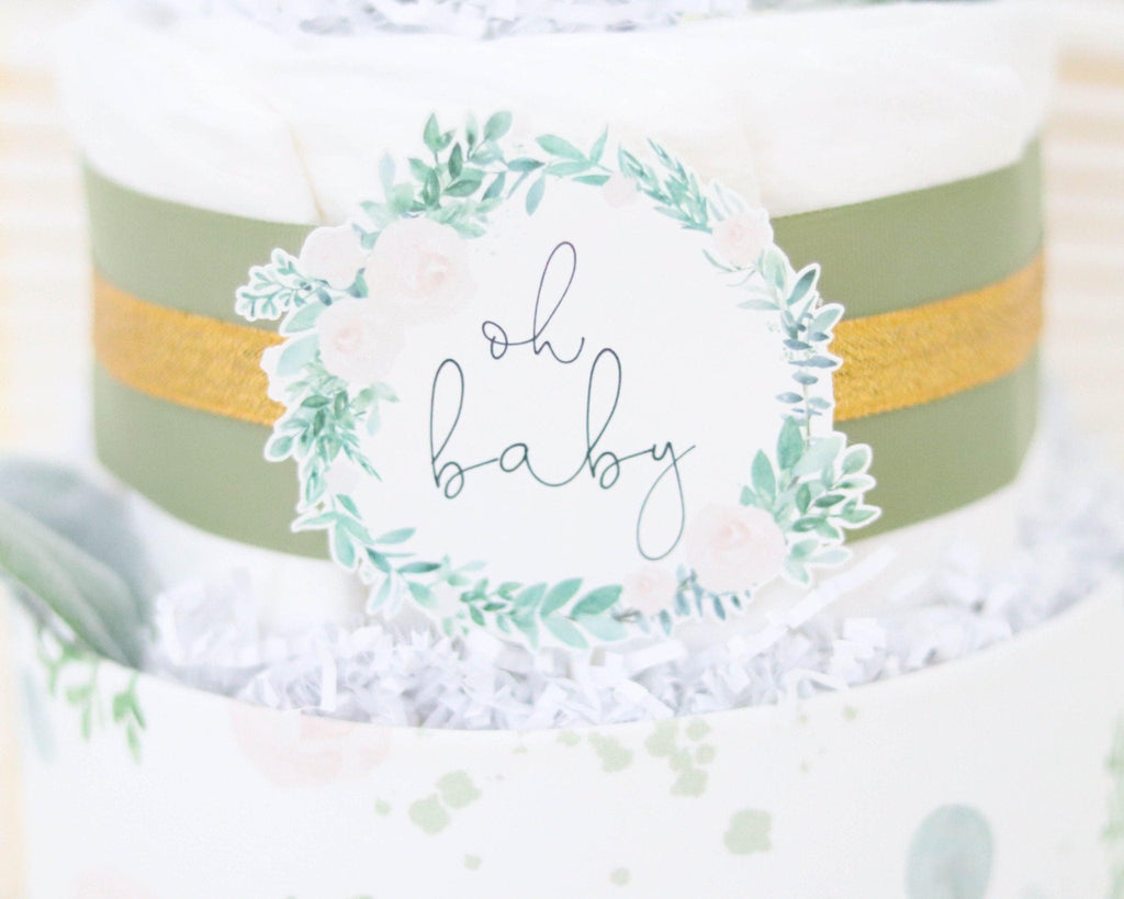 Floral Greenery Diaper Cake - SKU:  DCBG1001