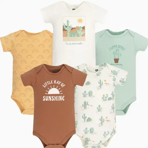 Hudson Baby Desert Cactus 5-pack cotton baby bodysuits