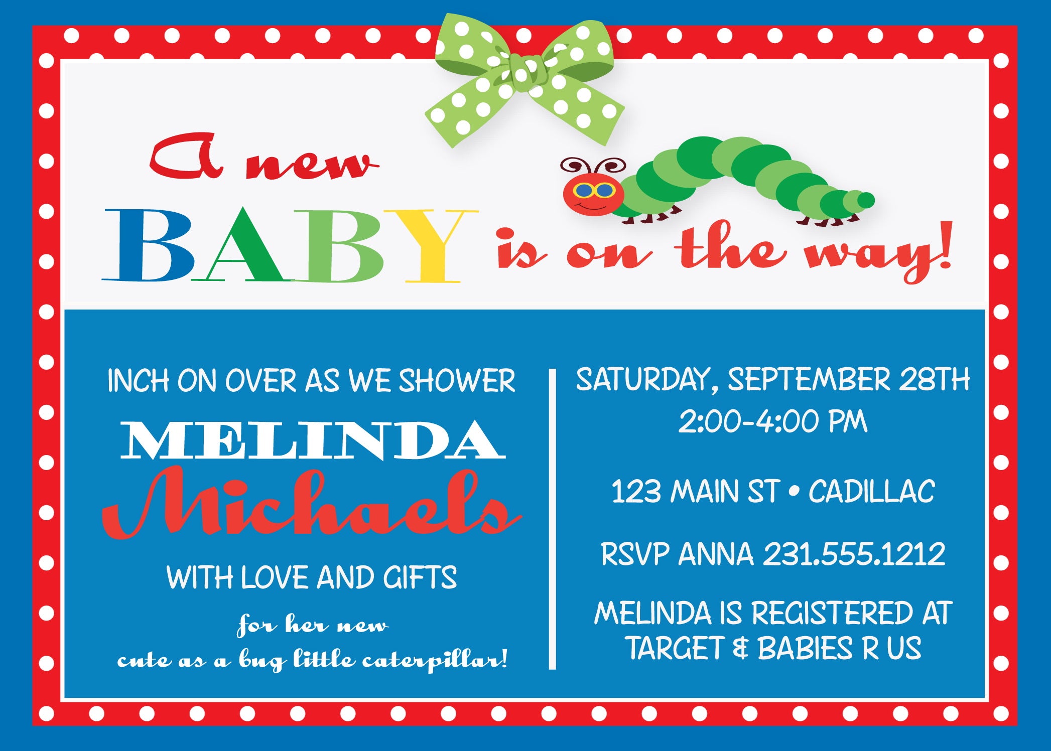 Little Caterpillar Baby Shower Invitation