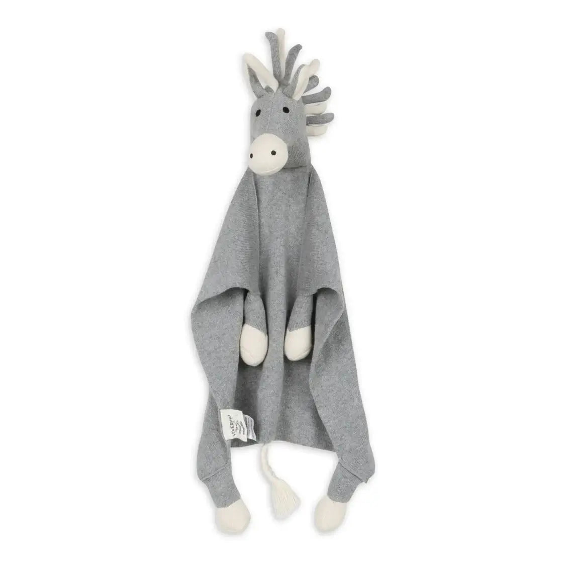 Gray horse organic cotton lovey security blanket in a soft sweater knit, a gender-neutral baby gift