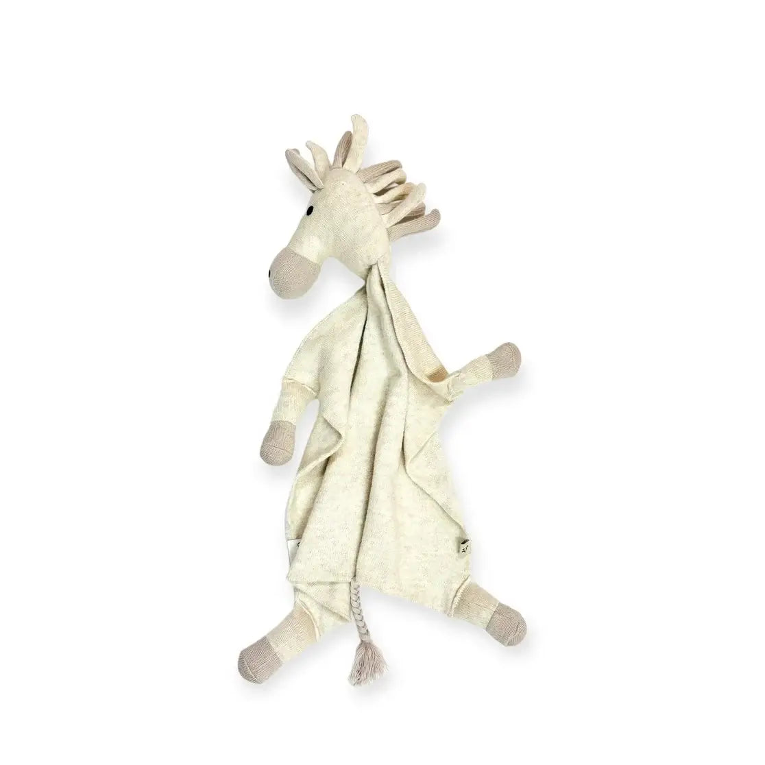 natural-horse organic cotton lovey security blanket in a soft sweater knit, a gender-neutral baby gift